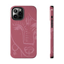 Abstract Line Face Tough Phone Case | Blush Pink Minimalist Art