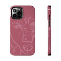 Abstract Line Face Tough Phone Case | Blush Pink Minimalist Art
