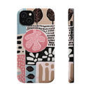 Abstract Floral Magnetic Phone Case — Impact-Resistant Protective Cover with Pink & Teal Collage Design