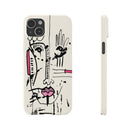 Abstract Face Line Art Slim Phone Case | Minimal Pink Accent
