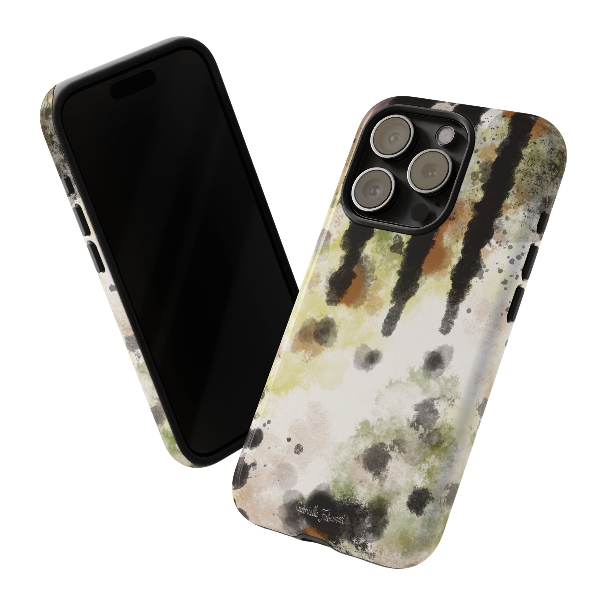 Abstract Camouflage Tough Phone Case — Watercolor Drip Design
