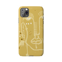 Abstract Line Face Slim Phone Case | Minimalist Art, Mustard Yellow