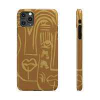 Abstract Face Line Art Slim Phone Case | Minimalist Brown Sketch