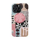 Abstract Floral Magnetic Phone Case — Impact-Resistant Protective Cover with Pink & Teal Collage Design