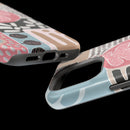 Abstract Floral Magnetic Phone Case — Impact-Resistant Protective Cover with Pink & Teal Collage Design