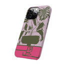 Slim Phone Case — Retro Monstera Plant Pink Green Botanical Design