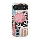 Abstract Floral Magnetic Phone Case — Impact-Resistant Protective Cover with Pink & Teal Collage Design