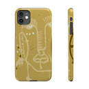 Abstract Line Face Slim Phone Case | Minimalist Art, Mustard Yellow