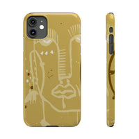Abstract Line Face Slim Phone Case | Minimalist Art, Mustard Yellow