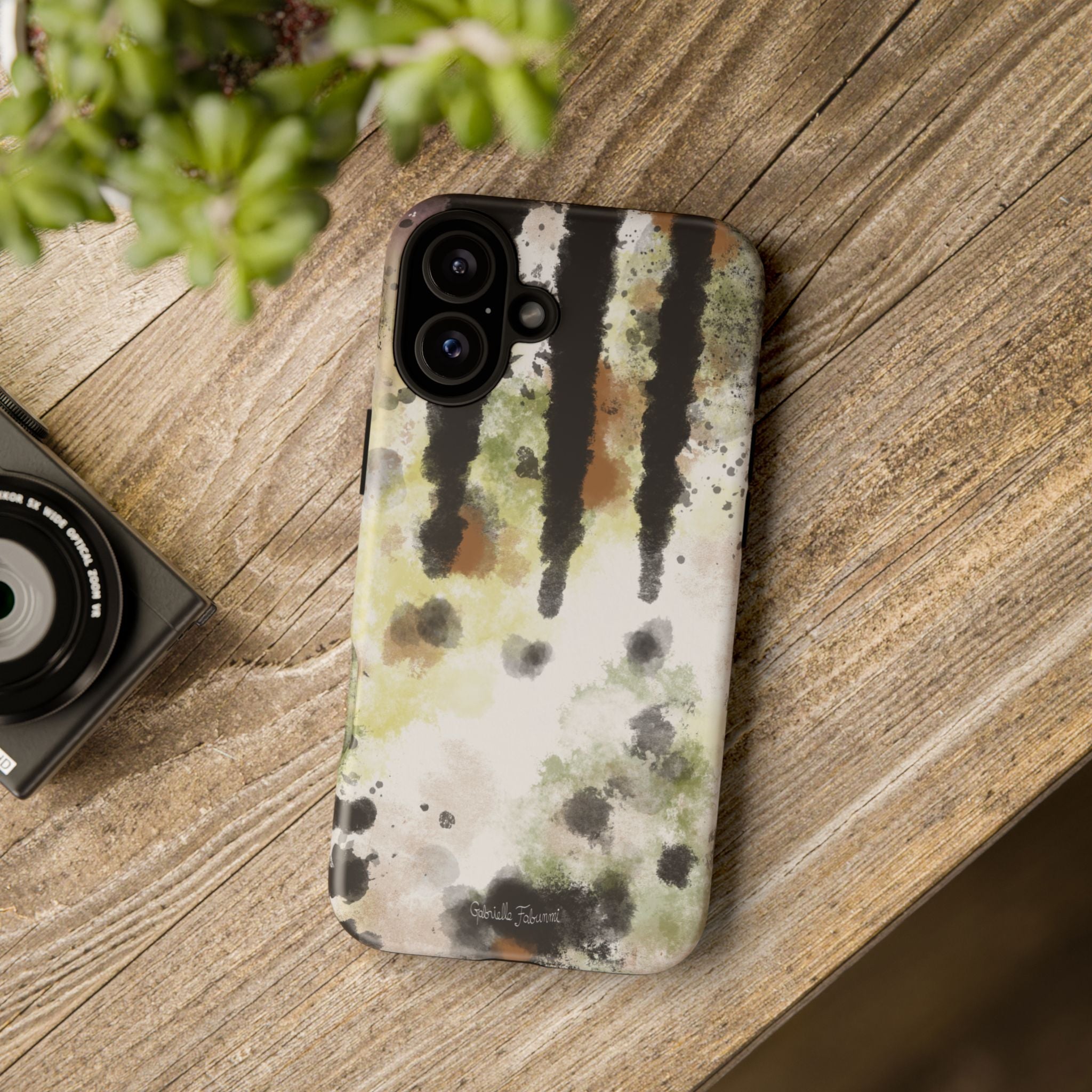 Abstract Camouflage Tough Phone Case — Watercolor Drip Design