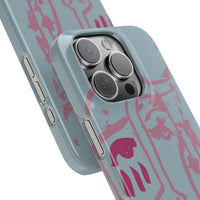 Abstract Line Face Slim Phone Case | Minimalist Portrait, Dusty Blue & Rose