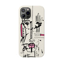 Abstract Face Line Art Slim Phone Case | Minimal Pink Accent