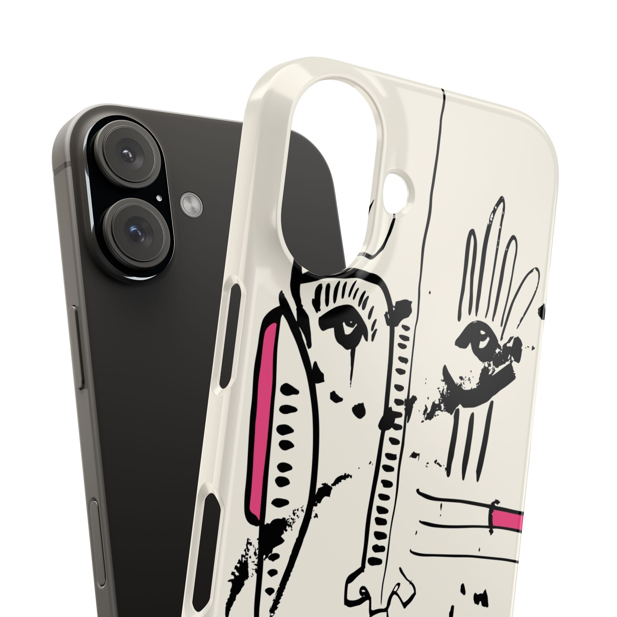 Abstract Face Line Art Slim Phone Case | Minimal Pink Accent