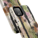 Watercolor Ink Splash Tough Phone Case — Abstract Olive, Blush & Charcoal Protective Cover