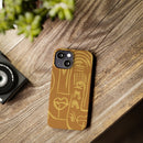 Abstract Face Line Art Slim Phone Case | Minimalist Brown Sketch