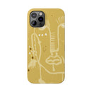 Abstract Line Face Slim Phone Case | Minimalist Art, Mustard Yellow