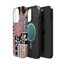Abstract Floral Magnetic Phone Case — Impact-Resistant Protective Cover with Pink & Teal Collage Design