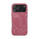 Abstract Line Face Tough Phone Case | Blush Pink Minimalist Art
