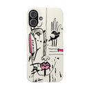Abstract Face Line Art Slim Phone Case | Minimal Pink Accent