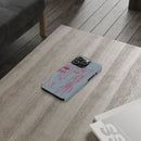 Abstract Line Face Slim Phone Case | Minimalist Portrait, Dusty Blue & Rose