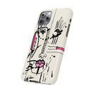 Abstract Face Line Art Slim Phone Case | Minimal Pink Accent