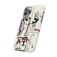 Abstract Face Line Art Slim Phone Case | Minimal Pink Accent