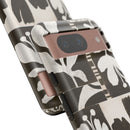 Floral Block Print Tough Phone Case — Black & White Botanical Protective Cover