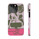 Slim Phone Case — Retro Monstera Plant Pink Green Botanical Design