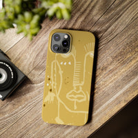 Abstract Line Face Slim Phone Case | Minimalist Art, Mustard Yellow