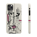 Abstract Face Line Art Slim Phone Case | Minimal Pink Accent