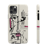 Abstract Face Line Art Slim Phone Case | Minimal Pink Accent