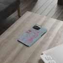 Abstract Line Face Slim Phone Case | Minimalist Portrait, Dusty Blue & Rose