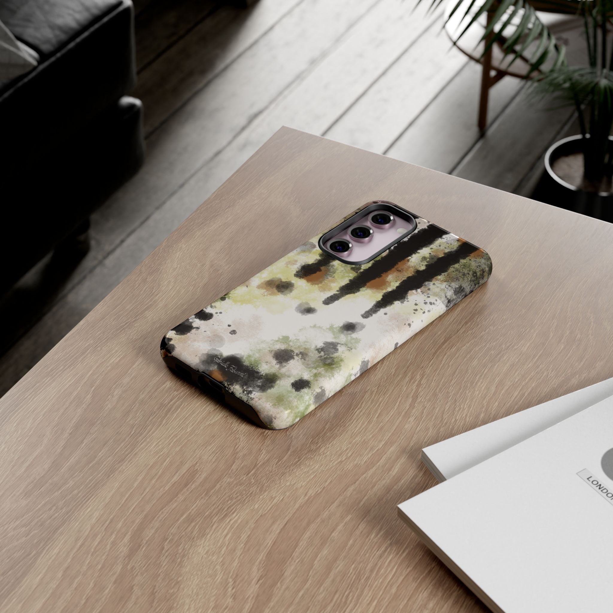 Abstract Camouflage Tough Phone Case — Watercolor Drip Design