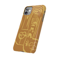Abstract Face Line Art Slim Phone Case | Minimalist Brown Sketch