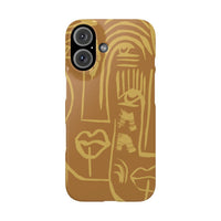Abstract Face Line Art Slim Phone Case | Minimalist Brown Sketch