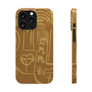 Abstract Face Line Art Slim Phone Case | Minimalist Brown Sketch