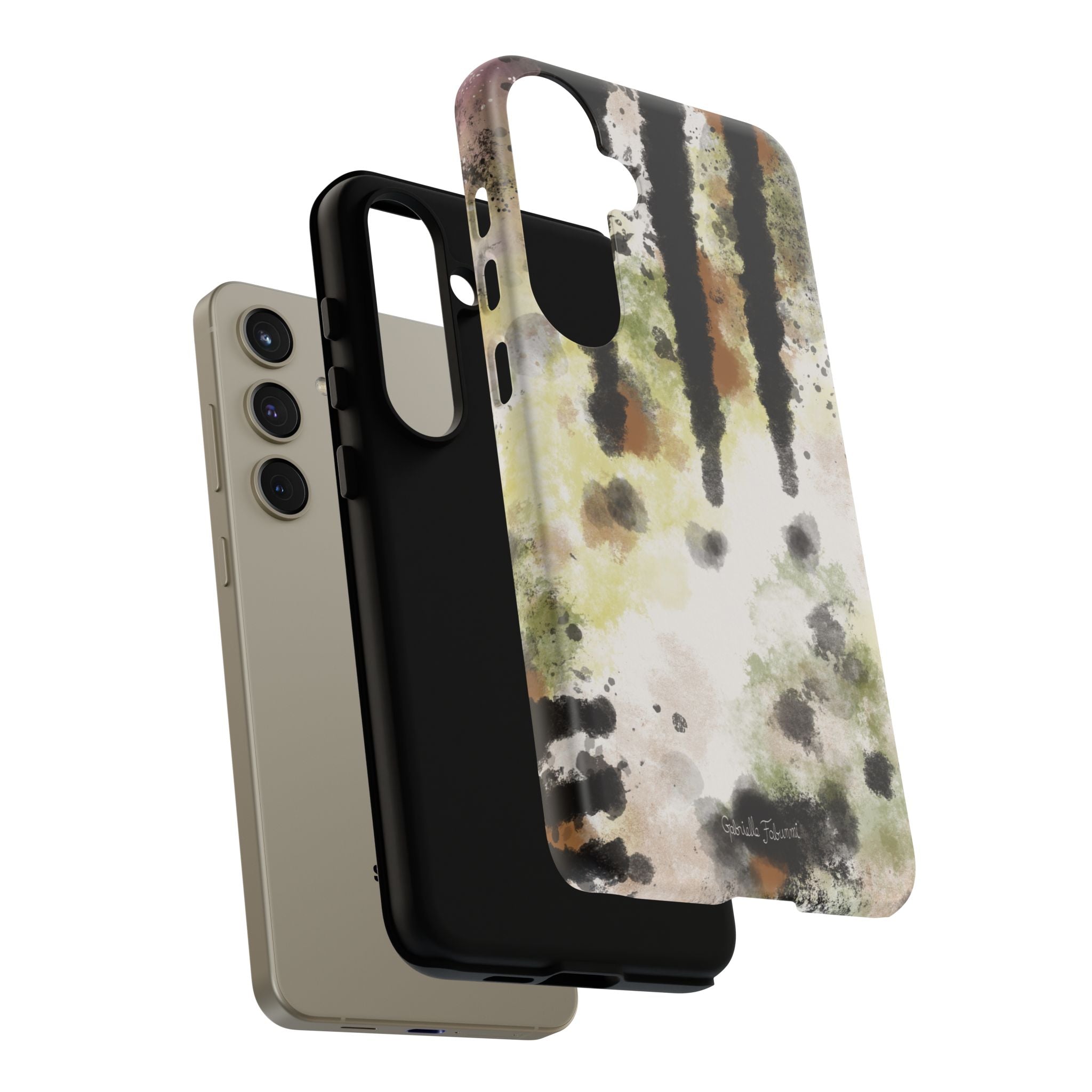 Abstract Camouflage Tough Phone Case — Watercolor Drip Design