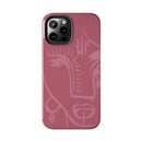 Abstract Line Face Tough Phone Case | Blush Pink Minimalist Art