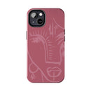 Abstract Line Face Tough Phone Case | Blush Pink Minimalist Art