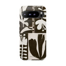 Floral Block Print Tough Phone Case — Black & White Botanical Protective Cover