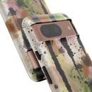 Watercolor Ink Splash Tough Phone Case — Abstract Olive, Blush & Charcoal Protective Cover