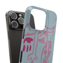 Abstract Line Face Slim Phone Case | Minimalist Portrait, Dusty Blue & Rose