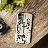Abstract Face Line Art Slim Phone Case | Minimal Pink Accent