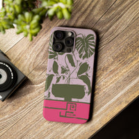 Slim Phone Case — Retro Monstera Plant Pink Green Botanical Design