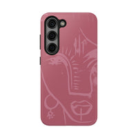 Abstract Line Face Tough Phone Case | Blush Pink Minimalist Art