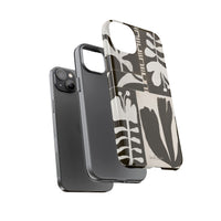 Floral Block Print Tough Phone Case — Black & White Botanical Protective Cover