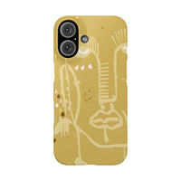 Abstract Line Face Slim Phone Case | Minimalist Art, Mustard Yellow