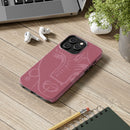 Abstract Line Face Tough Phone Case | Blush Pink Minimalist Art