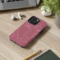 Abstract Line Face Tough Phone Case | Blush Pink Minimalist Art