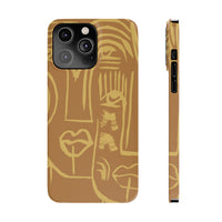 Abstract Face Line Art Slim Phone Case | Minimalist Brown Sketch